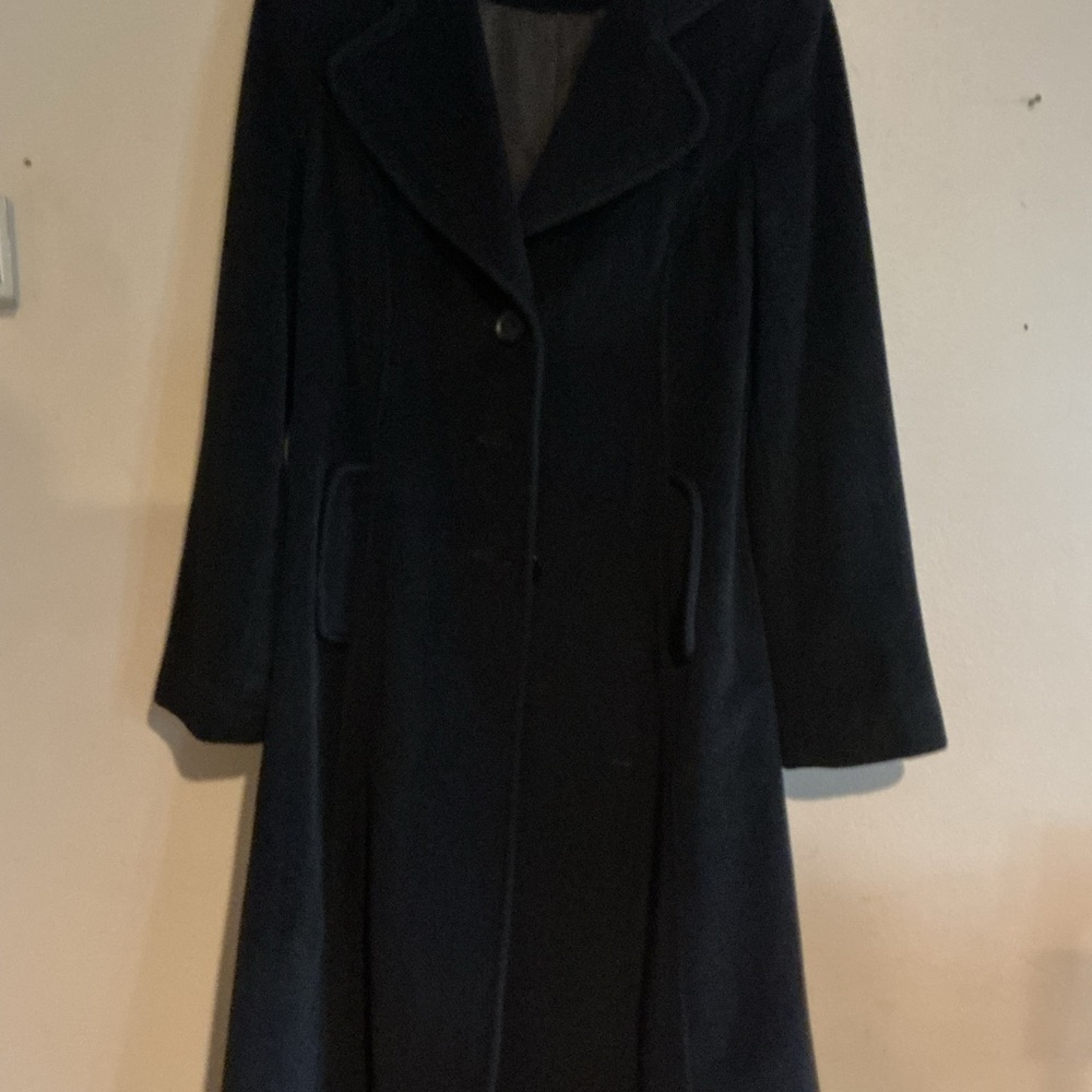 Dana Buchman Black Trench Coat with Luxurious Velvet Finish